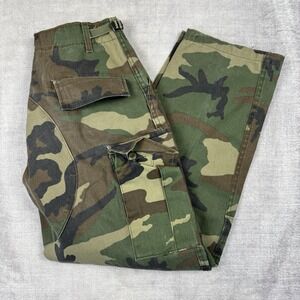 Vintage Military Pants Mens Medium Woodland Camouflage 90s Cargo Baggy Grunge